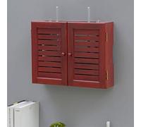 HEFJIAYCIQ Boîte De Rangement Murale pour Routeur, Armoire De Rangement en Bois pour Modem WiFi À Double Porte, pour Boîtier Multimédia, Multiprise Et Décodeur,Red Wood,18.2 * 3.7 * 13.8in