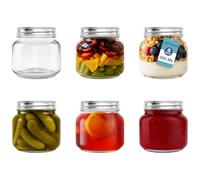 HEFTMAN Bocaux en Verre 250ml - Lot de 6 Bocaux en Verre Hermétique | Bocal en Verre avec Couvercles pour Confiture Maison, Conservation des Aliments, Bocaux Conserve