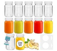 HEFTMAN Lot de 12 bouteilles vides en verre avec couvercle, 120 ml, avec brosse de nettoyage et étiquettes, réutilisables, transparentes, hermétiques