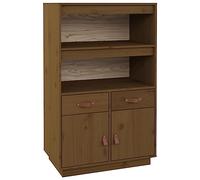 HEFZGDB Buffet haut marron miel - 67 x 40 x 108,5 cm - En bois massif de pin - Vitrine - Buffet de cuisine - Buffet de salon - Armoire polyvalente pour salle à manger, cuisine, dessert, boutique, café