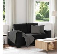 HEFZGDB Canapé moderne avec housse en velours noir, canapé 2 places avec tissu en velours et accoudoirs en bois, canapé relax avec coussin d'assise rembourré, fauteuil confortable pour se détendre et