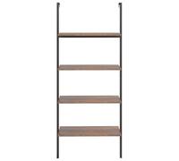 HEFZGDB Étagère échelle avec 4 étagères marron foncé et noir - 64 x 35 x 152,5 cm - Meuble de cuisine multifonction pour bibliothèque, bureau, salon, chambre à coucher