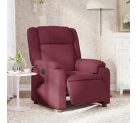 HEFZGDB Fauteuil relax électrique rouge bordeaux avec housse en tissu, fonction inclinable électrique jusqu'à 135 degrés, confortable rembourré avec poche latérale, cadre en bois massif et métal