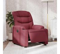 HEFZGDB Fauteuil relax électrique rouge bordeaux avec housse en tissu, fonction inclinable électrique jusqu'à 135 degrés, confortable rembourré avec poche latérale, cadre en bois massif et métal