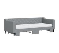 HEFZGDB Lit de jour extensible avec matelas, gris clair, 80 x 200 cm, en tissu, lit simple, lit d'invité, lit double, cadre de lit pour chambre d'amis, auberge, chambre à coucher, salon