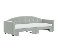 HEFZGDB Lit de jour extensible avec matelas, gris clair, 80 x 200 cm, en velours, lit double, lit d'invité, cadre de lit simple pour auberge, chambre à coucher, chambre d'amis, salon