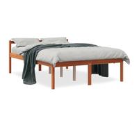 HEFZGDB Lit pour personnes âgées - Marron ciré - 140 x 190 cm - En pin massif - Lit double - Lit simple - Pour salon, auberge, chambre d'amis, chambre à coucher