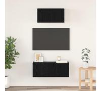 HEFZGDB Lot de 2 armoires de garage murales avec portes à charnières - Chêne noir - 80 x 30 x 30 cm - Armoire de rangement moderne - Organiseur de rangement - En bois