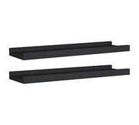 HEFZGDB Lot de 2 baguettes murales en MDF - Noir - 40 x 9 x 3 cm - Petite étagère flottante pour salle de bain - Pour cuisine, chambre à coucher, salle de bain, bureau