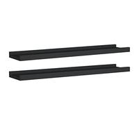 HEFZGDB Lot de 2 baguettes murales en MDF - Noir - 60 x 9 x 3 cm - Petite étagère flottante pour salle de bain - Pour cuisine, chambre à coucher, salle de bain, bureau