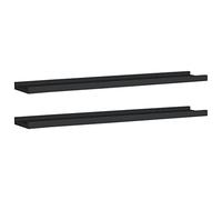 HEFZGDB Lot de 2 baguettes murales en MDF - Noir - 80 x 9 x 3 cm - Petite étagère flottante pour salle de bain - Pour cuisine, chambre à coucher, salle de bain, bureau