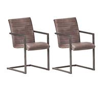 HEFZGDB Lot de 2 chaises cantilever marron en cuir véritable pour jardin, salle à manger, bar, restaurant, jardin
