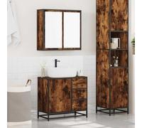 HEFZGDB Lot de 2 meubles de salle de bain - En bois de chêne fumé - Multifonction - Armoire à chaussures - Armoire de pharmacie - Pour cuisine, chambre d'amis, salon, toilettes