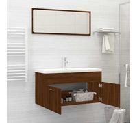 HEFZGDB Lot de 2 meubles de salle de bain marron aspect chêne - Buffet - Petite armoire de salle de bain - Armoire à pharmacie pour salle de bain, chambre d'amis, cuisine, toilette