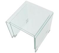 HEFZGDB Lot de 2 tables d'appoint en verre trempé transparent Orta Sehpa Oturma Odasi Table basse pour salon, canapé, table d'appoint pour jardin, cour, balcon, café