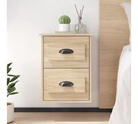 HEFZGDB Lot de 2 tables de chevet murales en chêne Sonoma 41,5 x 36 x 53 cm avec 2 tiroirs, tables de chevet flottantes pour montage mural, plateau supérieur stable, matériau en bois durable