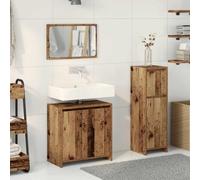 HEFZGDB Lot de 3 meubles de salle de bain aspect bois vieilli - Armoire d'appoint de cuisine - Petite armoire de salle de bain - Armoire à pharmacie pour toilettes, salon, chambre d'amis, cuisine