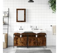 HEFZGDB Lot de 3 meubles de salle de bain en bois de chêne fumé - Multifonction - Armoire à chaussures - Armoire de pharmacie - Meuble de salle de bain pour toilettes, salle de bain, chambre d'amis