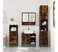 HEFZGDB Lot de 3 meubles de salle de bain en bois de chêne fumé, petite armoire de salle de bain, petite armoire de pharmacie, cuisine, salle de bain, salle de bain