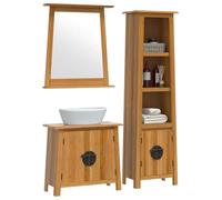 HEFZGDB Lot de 3 meubles de salle de bain en bois massif de pin - Petite armoire de salle de bain - Armoire à pharmacie pour chambre d'amis, salle de bain, salon, cuisine