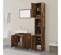 HEFZGDB Lot de 3 meubles de salle de bain en chêne fumé - Armoire de rangement - Petite armoire à pharmacie - Pour chambre d'amis, salon, salle de bain, WC