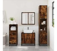 HEFZGDB Lot de 3 meubles de salle de bain en chêne fumé - Buffet - Petite armoire de salle de bain - Armoire à pharmacie pour salon, salle de bain, cuisine, toilettes