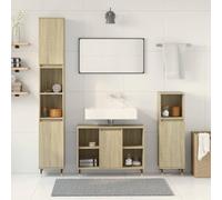 HEFZGDB Lot de 3 meubles de salle de bain en chêne Sonoma - Armoire à pharmacie - Meuble de cuisine pour chambre d'amis, cuisine, toilettes, salon