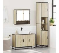 HEFZGDB Lot de 3 meubles de salle de bain en chêne Sonoma - Armoire de rangement - Petit meuble de salle de bain - Rangement pour salle de bain, toilettes, salon, chambre d'amis