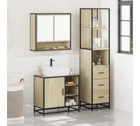 HEFZGDB Lot de 3 meubles de salle de bain en chêne Sonoma - Armoire de rangement - Petite armoire à pharmacie - Pour salon, chambre d'amis, salle de bain, cuisine