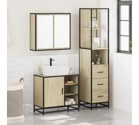 HEFZGDB Lot de 3 meubles de salle de bain en chêne Sonoma - Multifonction - Armoire à chaussures - Armoire de pharmacie - Pour salon, salle de bain, chambre d'amis, toilette