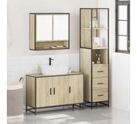HEFZGDB Lot de 3 meubles de salle de bain en chêne Sonoma - Pour couloir, salle de bain, pharmacie, cuisine, salle de bain