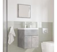 HEFZGDB Lot de 3 meubles de salle de bain gris béton - En bois - Armoire de salle de bain - Armoire de pharmacie - Pour salon, toilettes, chambre d'amis, cuisine