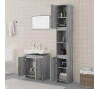 HEFZGDB Lot de 3 meubles de salle de bain gris Sonoma - Armoire de rangement - Petite armoire à pharmacie - Pour chambre d'amis, salon, salle de bain, WC