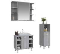 HEFZGDB Lot de 3 meubles de salle de bain gris Sonoma - Armoire pharmacie - Petite armoire à chaussures - Rangement pour cuisine, toilettes, chambre d'amis, salle de bain