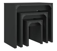 HEFZGDB Lot de 3 tables d'appoint Orta Sehpa Oturma Odasi - En bois noir - Petite table d'appoint pour cour, salon, café, balcon