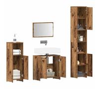 HEFZGDB Lot de 4 meubles de salle de bain aspect bois vieilli - Petite armoire de salle de bain - Petite armoire de cuisine - Armoire à pharmacie pour chambre d'amis, toilettes, salon, cuisine