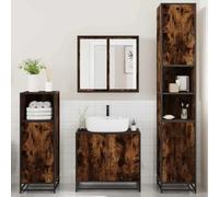 HEFZGDB Lot de 4 meubles de salle de bain en chêne fumé - Petite armoire de salle de bain - Armoire de pharmacie - Pour salon, chambre d'amis, cuisine, salle de bain