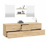 HEFZGDB Lot de 5 meubles de salle de bain aspect chêne - Petite armoire de salle de bain - Armoire de pharmacie - Pour salle de bain, chambre d'amis, salon, toilettes