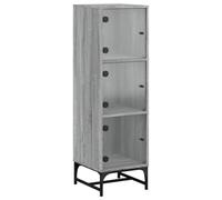 HEFZGDB Meuble haut avec portes en verre gris sonoma 35 x 37 x 120 cm - Buffet de cuisine, buffet de cuisine, vitrine, salon, salle à manger, cuisine, salon, café