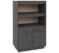 HEFZGDB Meuble haut gris 67 x 40 x 108,5 cm en bois massif de pin avec vitrine pour cuisine, buffet de salon, armoire polyvalente pour salle à manger, cuisine, dessert, boutique, café