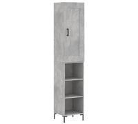 HEFZGDB Meuble haut gris béton - 34,5 x 34 x 180 cm - En bois - Meuble de rangement de cuisine, buffet, vitrine, salon - Pour salle à manger, salon, café, dessert