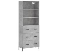 HEFZGDB Meuble haut gris béton - 69,5 x 34 x 180 cm - En bois - Pour cuisine, buffet, bar, vitrine, cuisine, salon