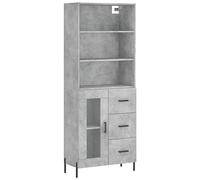 HEFZGDB Meuble haut gris béton - 69,5 x 34 x 180 cm - En bois - Pour cuisine, buffet, bar, vitrine, cuisine, salon