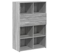 HEFZGDB Meuble haut gris sonoma - 80 x 42,5 x 124 cm - En bois - Vitrine de cuisine - Buffet - Pour salon - Pour dessert, boutique, cuisine, café, salon