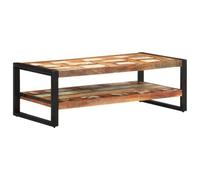 HEFZGDB Table basse en bois massif vieilli - 120 x 60 x 40 cm - Avec cadre en fer et 2 niveaux - Table d'appoint rustique pour salon - Cette table basse robuste en bois au charme rustique