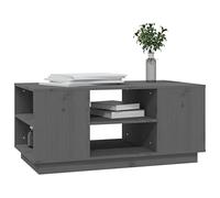 HEFZGDB Table basse grise 90 x 49 x 40,5 cm en bois massif de pin - Table d'appoint pour salon, salon, canapé, café, jardin, salle de réunion, salon