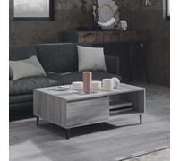 HEFZGDB Table basse Sonoma grise 90 x 60 x 35 cm en bois avec pieds en métal pour stabilité et espace de rangement, table d'appoint moderne avec étagères pour salon, durable