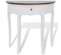 HEFZGDB Table console avec tiroir et plateau marron semi-circulaire, table d'appoint, pour salon, bureau, balcon, salle à manger, salon