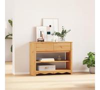 HEFZGDB Table console DRAMMEN en chêne massif avec espace de rangement pour couloir et entrée, aspect rustique et esthétique moderne, construction robuste et polyvalente
