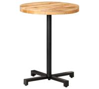 HEFZGDB Table de bistro ronde Ø 60 x 75 cm en bois de manguier brut avec pied en fer - Table de jardin stable pour terrasse et intérieur
